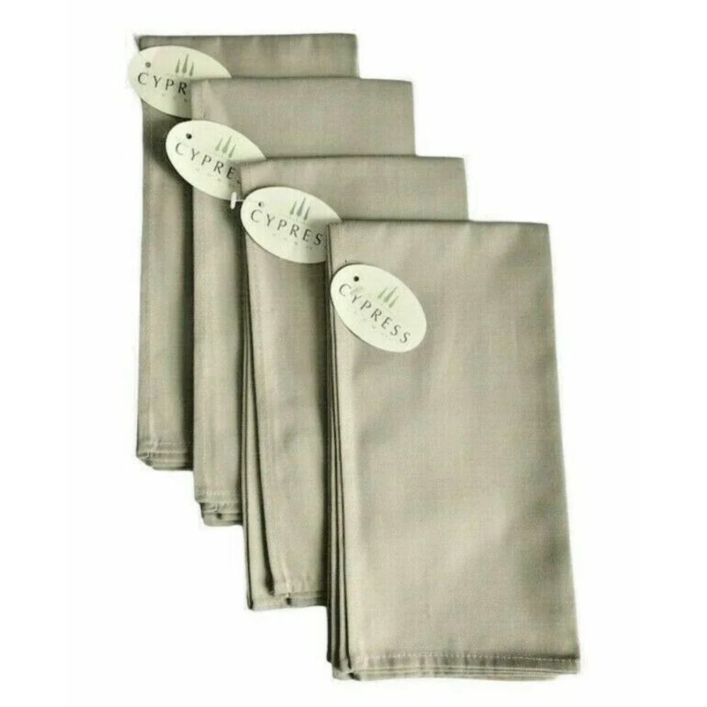 Cypress Home Fabric Napkins Taupe Beige Easy Care 100% Cotton 19x19